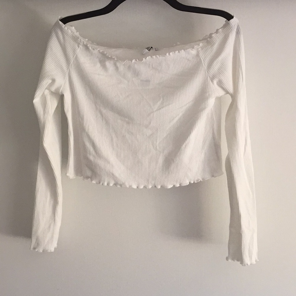 Off the shoulder white shirt